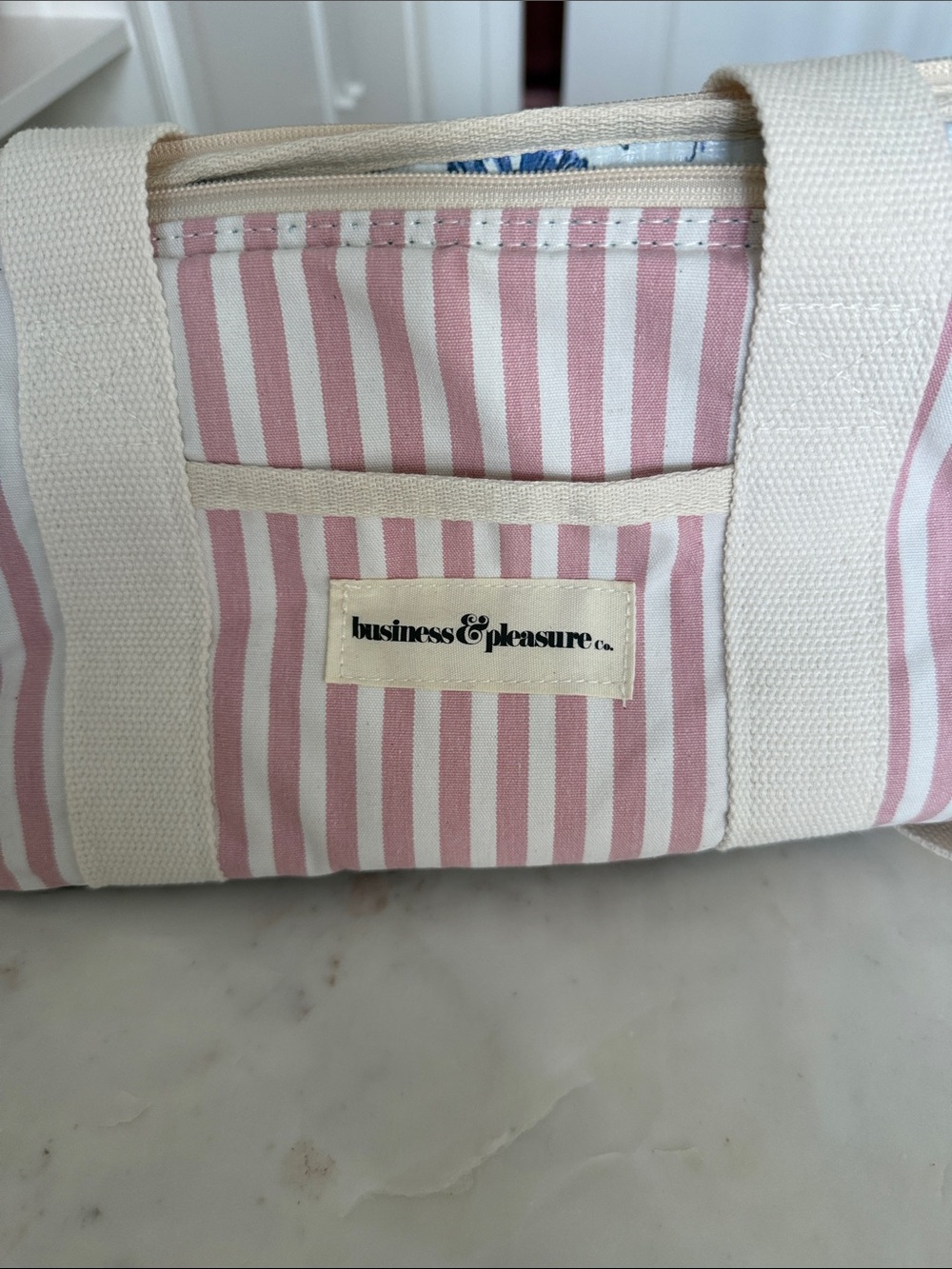 business & pleasure Striped Pink Canvas cooler Bag - Picture 2 of 6